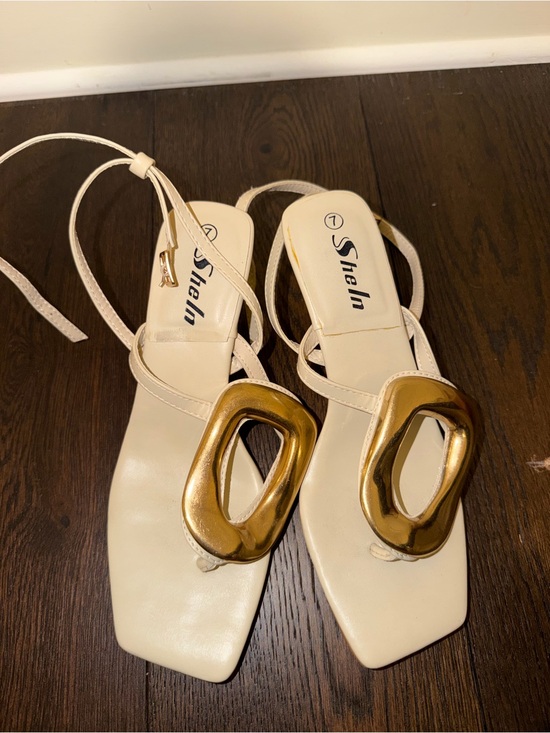 SHEIN Shoes - Shein Lace-Up Sandals with Gold Accent